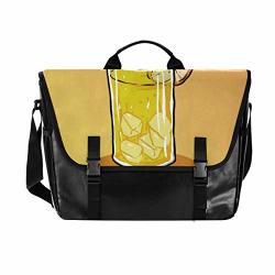 Messenger Bag-orange Juice Waterproof Canvas Leather Computer Laptop Bag 15.6 Inch Briefcase Shoulder Bag With Padded Adjustable Shoulder Strap