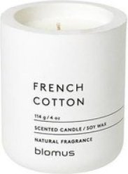 Scented Candle In Concrete Container French Cotton White Fraga Small