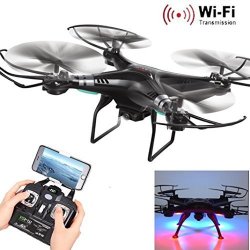 Iusun X5SW-1 6-AXIS Gyro 2.4G 4CH Real-time Images Return Rc Fpv Quadcopter Drone Wifi With HD Camera One-press Return By Black