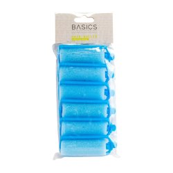 Basics Hair Rollers Foam Blue 6PC