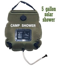Solar Shower Bag Outdoor Ruipoo 5-GALLON Summer Shower Collapsible Solar Heating Premium Camping Shower Bag Hot Water With Temperature 45C Includes Removable Hose W on-off