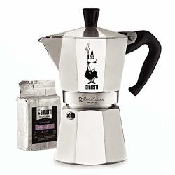 Bialetti 06651 Moka Express Stovetop Maker With Free Ground Coffee 6 -cup & Coffee Aluminum