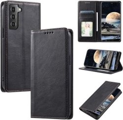 Flip Magnetic Leather Book Cover For Samsung Galaxy S21 - Black