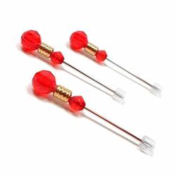 Red Gold Beaded Cross Stitch Counting Pins