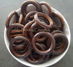 Wooden Hoop Donut Connector Rings - Varnished - Dark Brown - 50mm