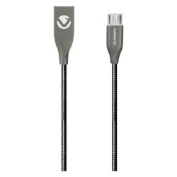 Volkano Iron Series Round Metallic Spring Micro USB Cable 1.2M Black