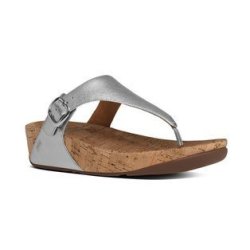 Fitflop The Skinny Leather Wedge Sandal Metallic Silver