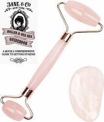 SPA Grade Rose Quartz Roller For Face With Gua Sha Rose Quartz Face Roller Massager Pink Jade Facial Roller Jade Rollers Wrinkle Roller