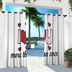 Hengshu I Love You More Outdoor Curtain For Patio Outdoor Patio Curtains Special Message Of Love Stylized Text Affection Infatuation Theme W108 X L108