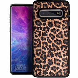 Casesondeck Hybrid Case For Samsung Galaxy S10+ Galaxy S10 Plus 2019 - Fashion Cover Linear Embossed Rugged Dual Layer Case Leopard