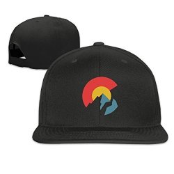 Colorado Flag Solid Snapback Baseball Hat Cap One Size Black