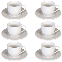 Premium Tea Or Coffee Cups And Saucers + Teaspoons - 220ML - Set Of 6