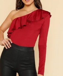 One Flounce Shoulder Fitted Tee