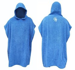 Curve Kids Swimming Robe Surf Beach Poncho In Microfiber W Adjustable Sleeves Choose Color Blue Child