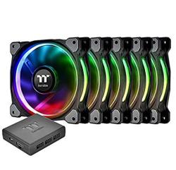 Thermaltake Riing Plus 14 Rgb Tt Premium Edition 140MM Software Enabled Circular 12 Controllable LED Ring Case radiator Fan - Five Pack - CL-F057-PL14