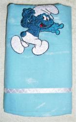 Turquoise Smurf Embroidered Baby Pillowcase