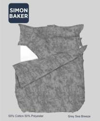 Simon Baker Printed Poly cotton Duvet Cover Set - Sea Breeze Grey Various Sizes - Grey King 230CM X 220CM +2PILLOWCASE 45CM X 70CM