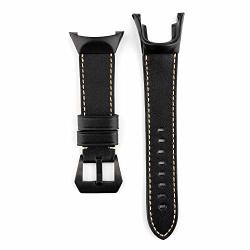 Demupai Replacement Band Strap Cowhide Leather Watch Band For Suunto Ambit 2 2S 2R 3 SPORT 3 RUN 3 Peak Black