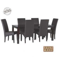 Dining Set 7 Piece Bonded Leather & Solid Wood