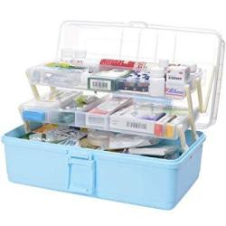 Wolfbush Plastic Medicine Box Oversize 3-TIER Family Emergency Kit Storage Organizer Multi-functional Storage Box With Handle For Medicine Cosmetic 33 18 17.5CM White