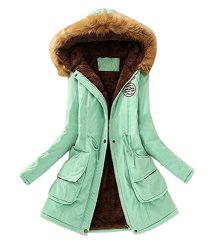 Aro Lora Women's Winter Warm Faux Fur Hooded Cotton-padded Coat Parka Long Jacket Us 12 Pea Green