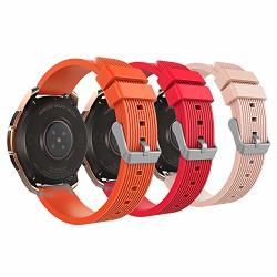 Moko Band Fit Samsung Galaxy Watch 42MM GALAXY Watch Active active 2 40MM galaxy Gear S2 Classic ticwatch E 2 VIVOACTIVE 3 3-PACK 20MM Silicone Replacement Sport Strap- Red&vintage Rose Pink&orange