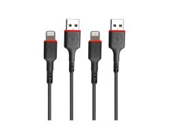 Iphone Lightning Fast Charging USB Data Cable Strong Bendable Black PACK-2