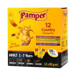 Pamper Country Favourites Fine Cuts Adult Cat Food 12 X 85 G