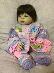 Crocheted Baby Girl Jacket And Sloush Boots 3 Months +