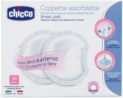 Chicco Natural Feeling 30 Piece Antibacterial Breast Pads - White