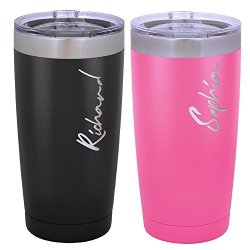 20 Personalized Oz. Couple Matching Tumblers Custom Name Text On Stainless Steel Tumbler Free Laser Engraving