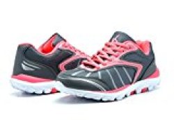 Kinetic Us 149002 Women's Comfortable Lace Up Light Weight Running Athletic Training Sneaker Shoes Grey-coral Size 6
