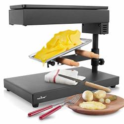 Nutrichef Electric Raclette Cheese Melter-swiss Style Warmer Melts Stainless Steel Accessory One Size Blacck