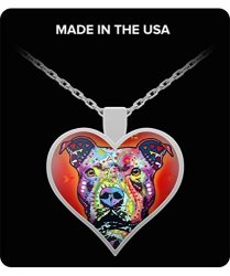 Limited Edition Pit Bull Picasso Custom Heart Silver Necklace On All Orders
