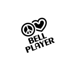 Pressfans - Peace Love Bell Player Music Car Laptop Sticker Decal