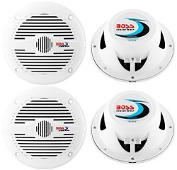 4 New Boss MR50W 5.25" 2-WAY 300W Marine boat Coaxial Audio Speakers - White
