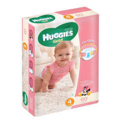 Huggies Gold Girls Nappies Size 4 Pack of 60