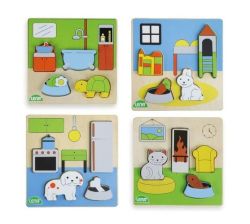 Wooden Puzzle For Children 18 Months Up: House Assortment - Set Of 4