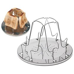 TOOGOO 4 Slice Camping Bread Toast Tray Gas Stoves Cooker Bbq Camping Toaster Rack