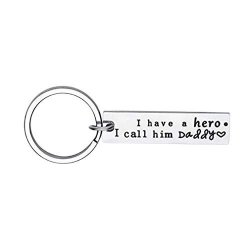 Travet Stainless Steel Inspirational Keychain Keyring Gifts For Father's Day Christmas Day Birthday Gifts For Dad I Have A Hero I Call Him Daddy