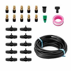 Hyddnice Copper Misting System Garden Drip Irrigation Kit Patio Misting Cooling System With 33FT 3 8" Hose For Garden Outdoor Lawn Greenhouse Patio Backyard