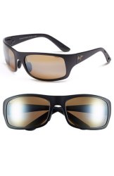 Men's Maui Jim 'haleakala - POLARIZEDPLUS2' Polarized Wrap Sunglasses - Matte Bl