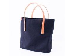 Canvas & Leather Shopping Bag Navy