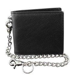 Real Guarantee Leather Wallet Purse For Mens With Security Chain