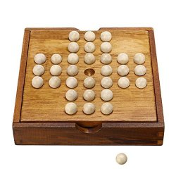 Shopefied Nostalgic Wooden Classic Tic Tac Toe and Solitaire Peg Board Game