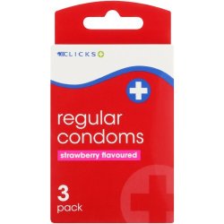 Clicks Regular Condoms Strawberry 3 Pack