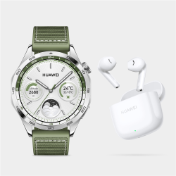 Huawei Watch GT 4 46MM Green Fabric Strap Bundle Free Earbuds