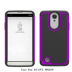 Toopoot Rubber Armor Back Hybrid Protective Cover For LG Aristo LV3 V3 MS210 LG M210 LG MS210 Purple