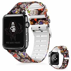 Lwsengme Compatible With Apple Watch Band 38MM 42MM Soft Silicone Flower Printed Replacement Bands Compatible With Iwatch Series 3 SERIES2 SERIES1 Watch Nike+ Sport