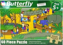 60 Piece A4 Wooden Puzzle At The Zoo-interlocking Pieces 210 X 297MM Each Puzzle Contains A Full Size Poster Retail Packaging No Warranty